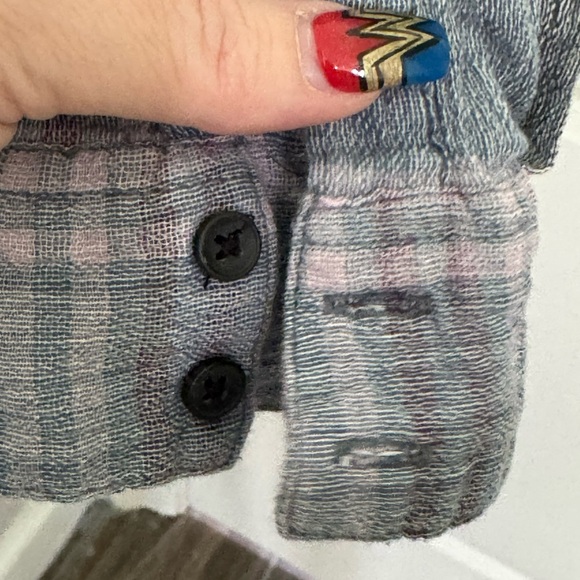 Free People Blue and Purple Plaid Button Down Shirt - Picture 5 of 9